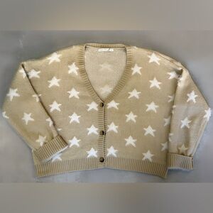 Altar'd State Beige and Cream Star Cardigan